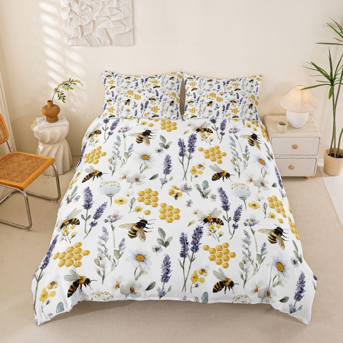 Castle Fairy Cartoon Ladybug Duvet Cover Set Toddler Size Cute Daisy Floral Bedding Set 2Pcs for Kids Girls Adults Room Decor Natural Wildlife Beetles Soft Pink Red Quilt Cover,1 Pillowcase(No Core)