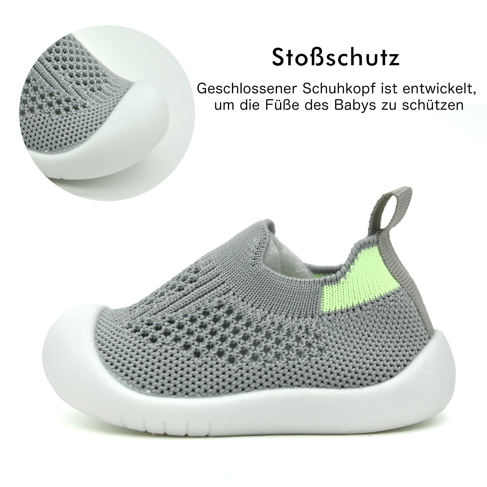 Baby Sockenschuhe Lauflernschuhe Krabbelschuhe für Mädchen Jungen (0-3 Jahren) – mit Rutschfester Gummisohle, weich gestricktem Material