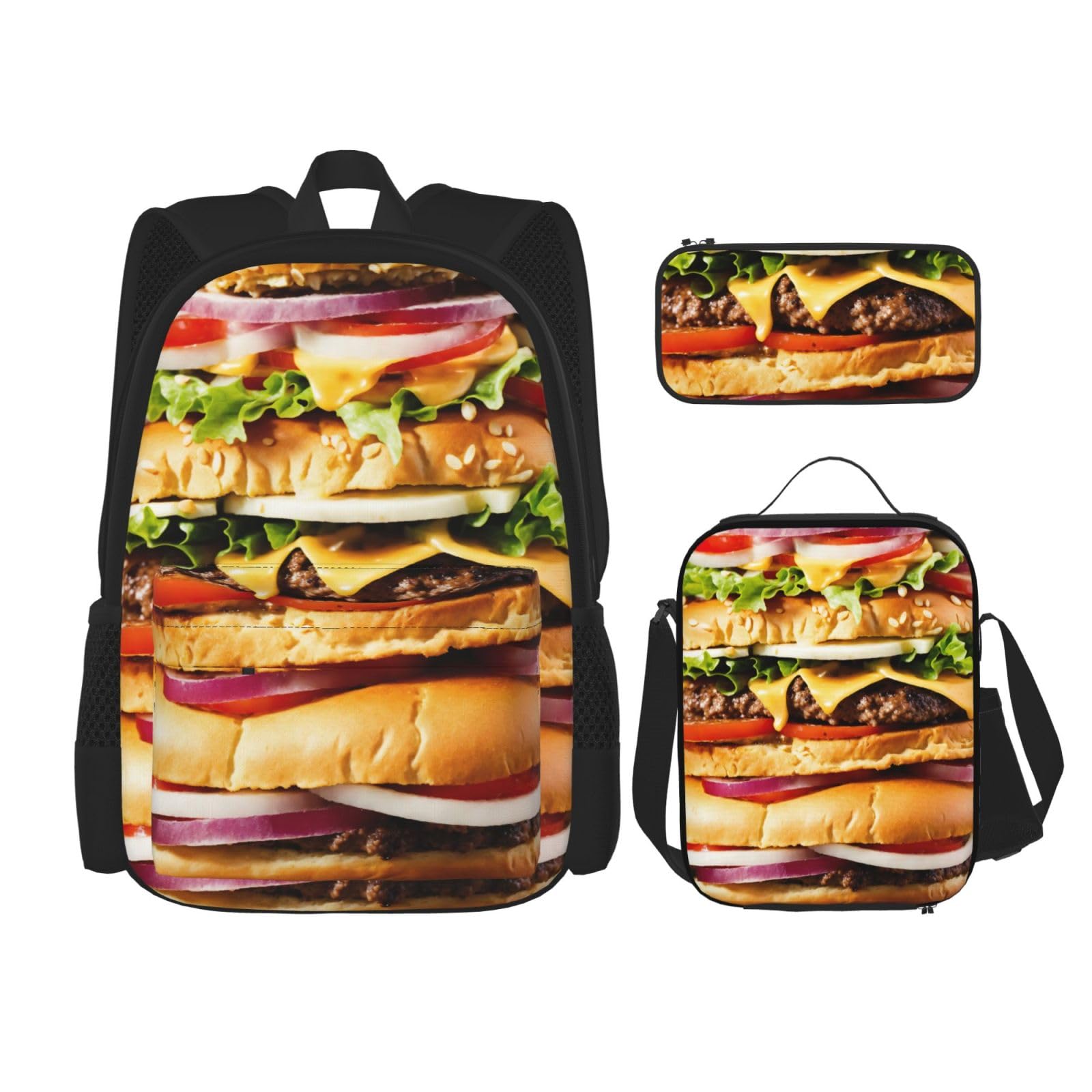 Zaino, borsa portapranzo, astuccio, set da 3 pezzi, per lavoro e