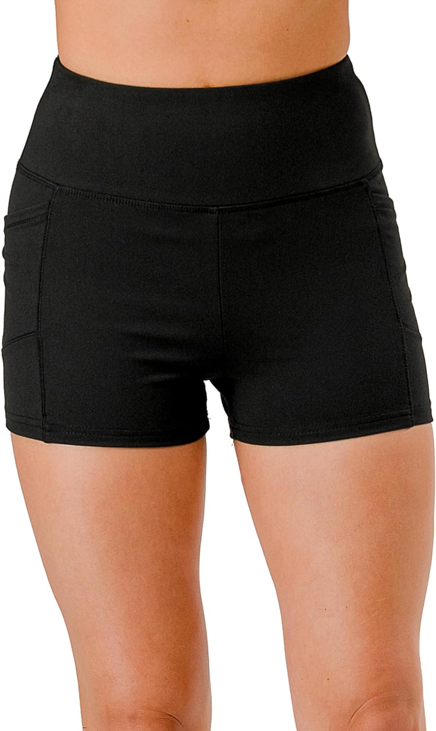 ShoSho Womens High Waist Yoga Compression Tummy Control Biker Shorts W/Pockets