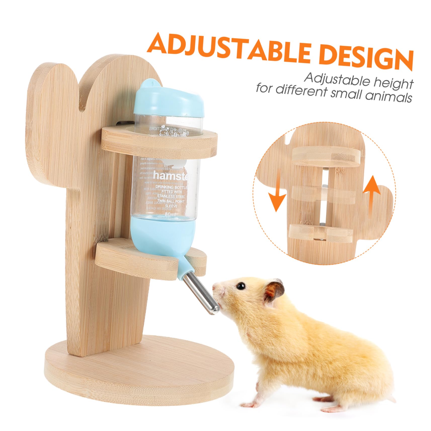 ERINGOGO Abreuvoir pour Chinchilla et Petits Animaux en Bois et Plastique, Bouteille Transparente Résistante à l'usure, Accessoire pour Cages et Fournitures pour Animaux