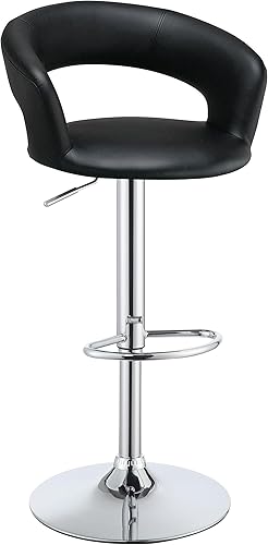 Coaster Home Furnishings Barraza 120346 Taburete de bar de altura ajustable de 29 pulgadas, negro y cromado