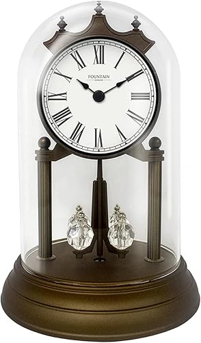 Genevieve - Reloj de repisa de 9 pulgadas con péndulo giratorio, moderno reloj de aniversario, péndulo giratorio, decoración de mesa, reloj de