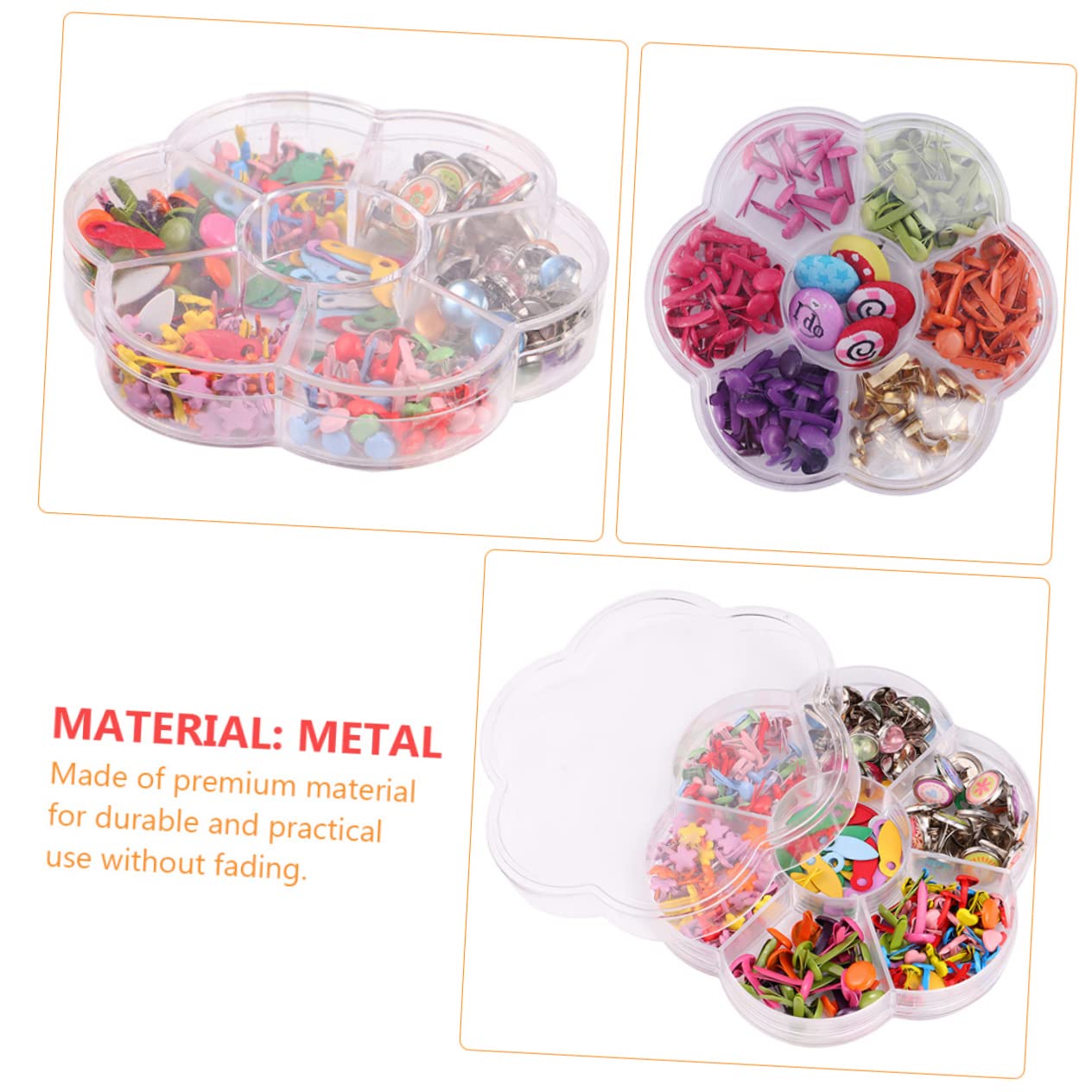 SHINEOFI 2 Ensembles Clous en Métal en Forme De Champignon pour Scrapbooking Attaches Loisirs Créatifs pour Enfants Attaches Colorées Petites Attaches 2 boîtes*2