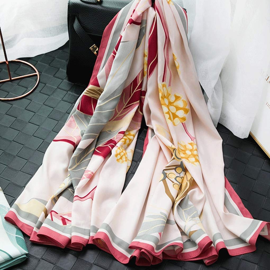 Bufanda cuadrada grande salvaje de algodón de sarga para otoño e invierno, chal de moda con flores, bufanda exterior cálida, bufanda de seda elegante para mujer
