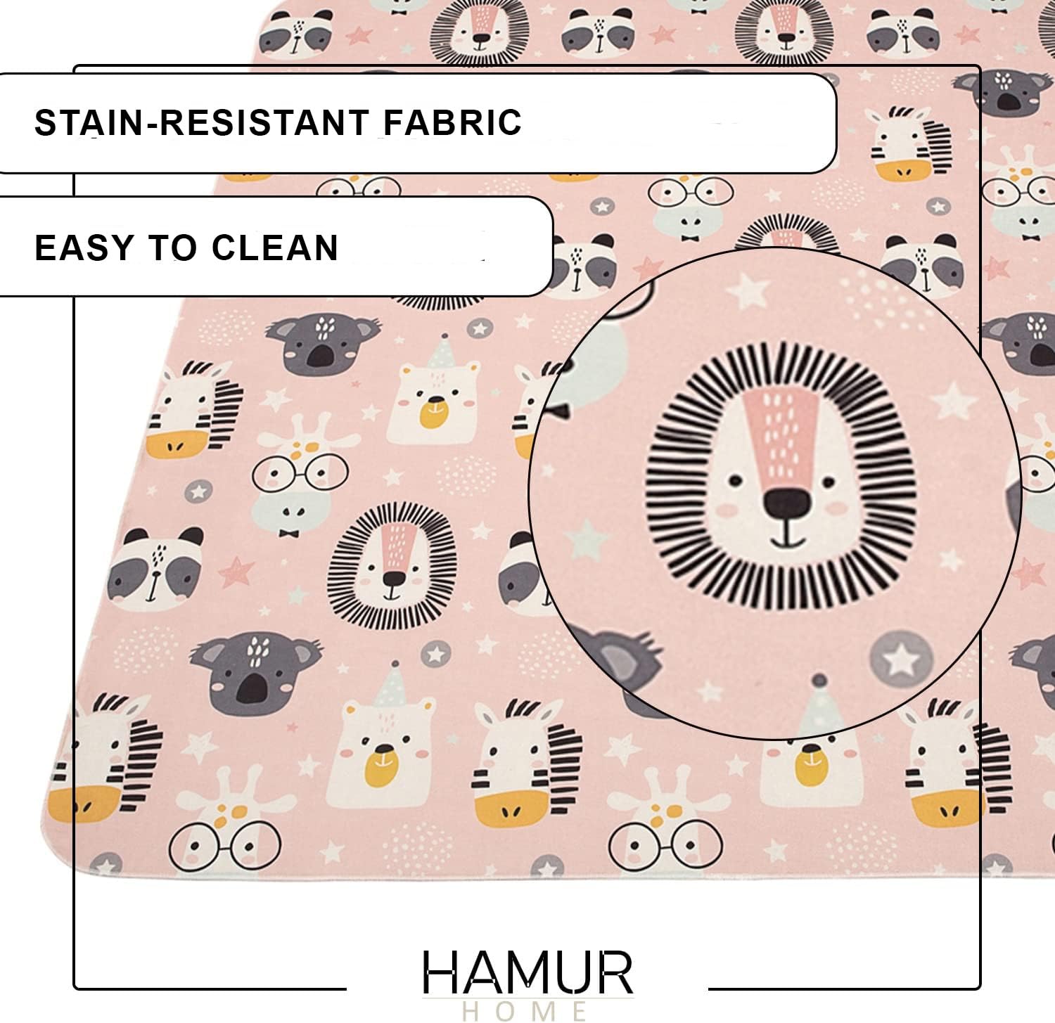 HAMUR HOME Tapis de Jeux pour Bébé Antidérapant Pliable 150 x 150 cm Lavable