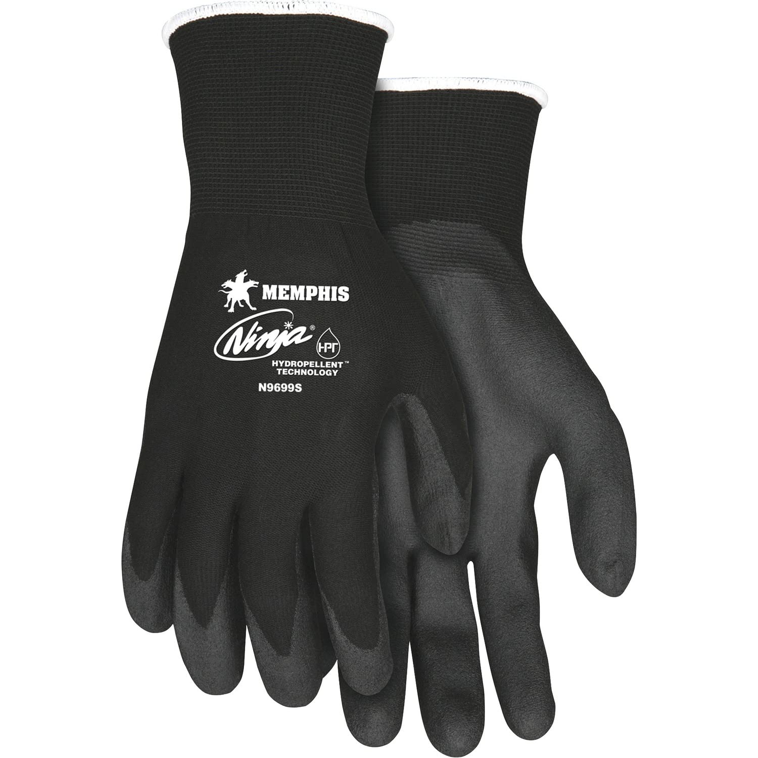 MCR Safety Ninja HPT Nylon Safety Gloves, black, small