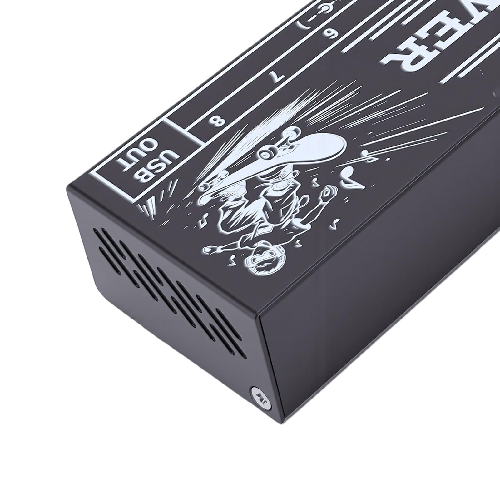 POENVFPO Alimentatore per Pedali Effetto Isolato 8 Uscite 300mA con | 9V DC 300mA per Uscita, Filtro di Riduzione del Rumore, Indicatori LED, Porta di Ricarica USB 5V 1A