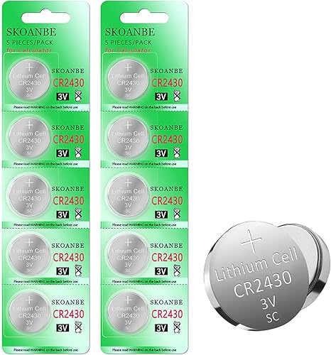 SKOANBE Paquete de 10 baterías de litio CR2430 DL2430 2430 3V para monedas
