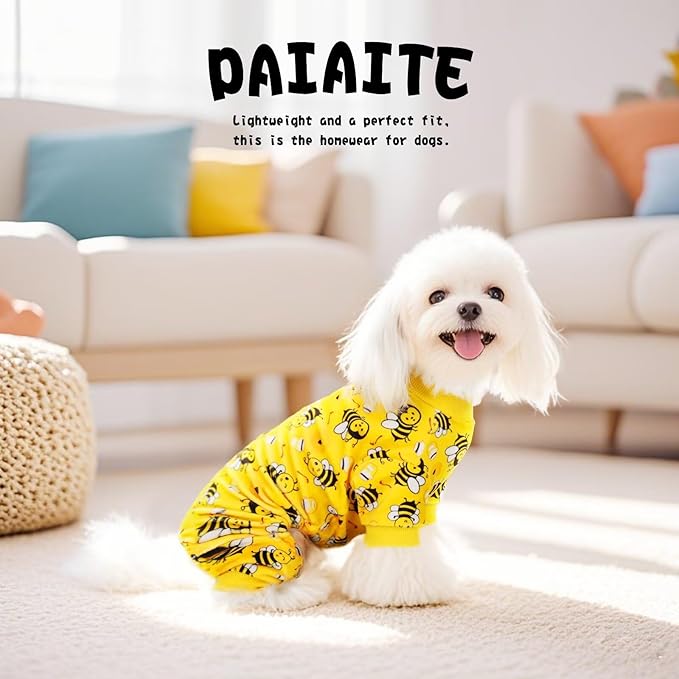 Pijama Onesie para Perro Paiaite, Tamaño S, Color Abeja Amarilla miniatura 3