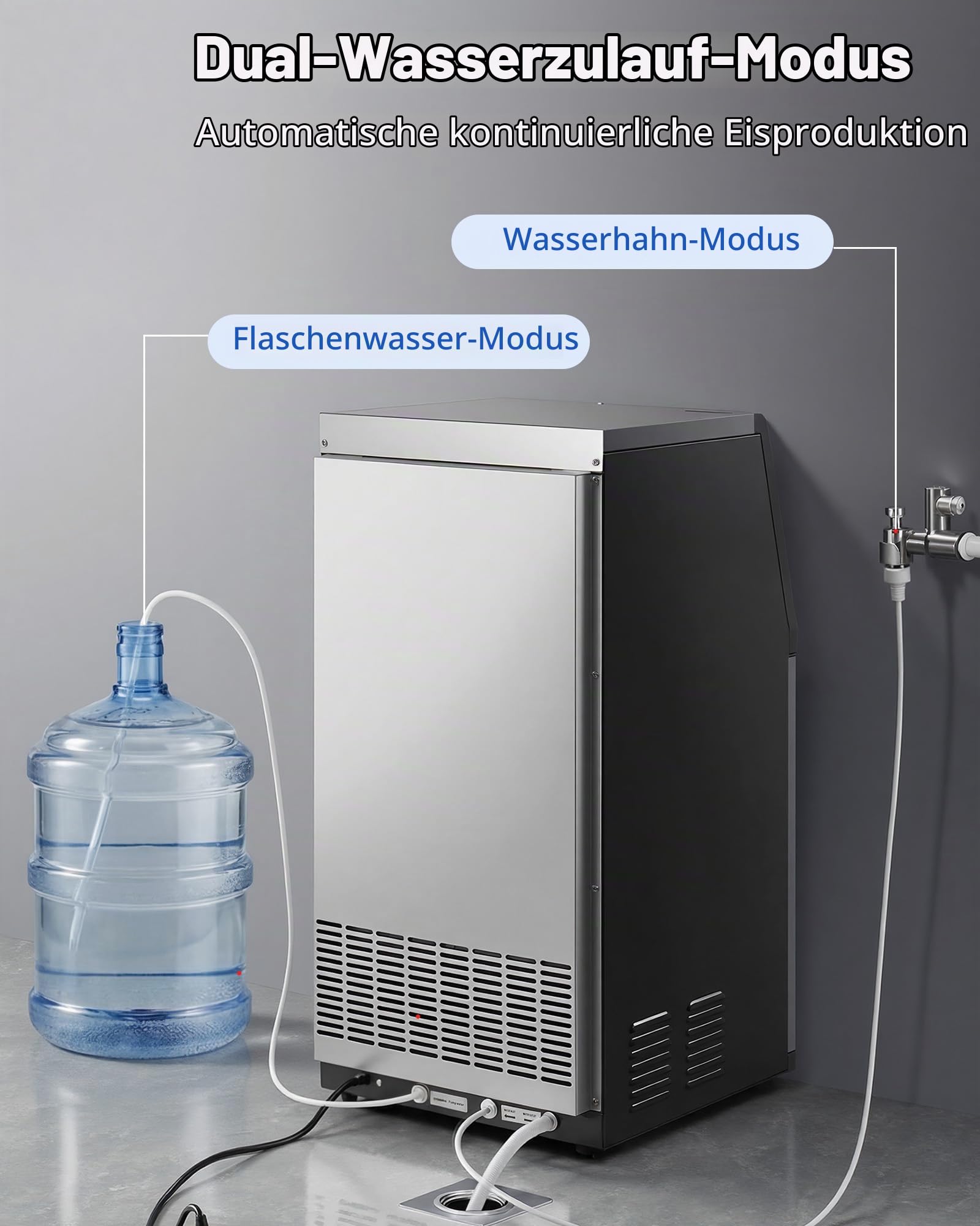 VEVOR Kommerzielle Eismaschine 54 kg/Tag, Eiswürfelbereiter mit 14 kg Eisvorratskapazität, Eiswürfelmaschine aus Edelstahl mit LED-Anzeige und Selbstreinigung, Ideal für Restaurant, Café und Bar