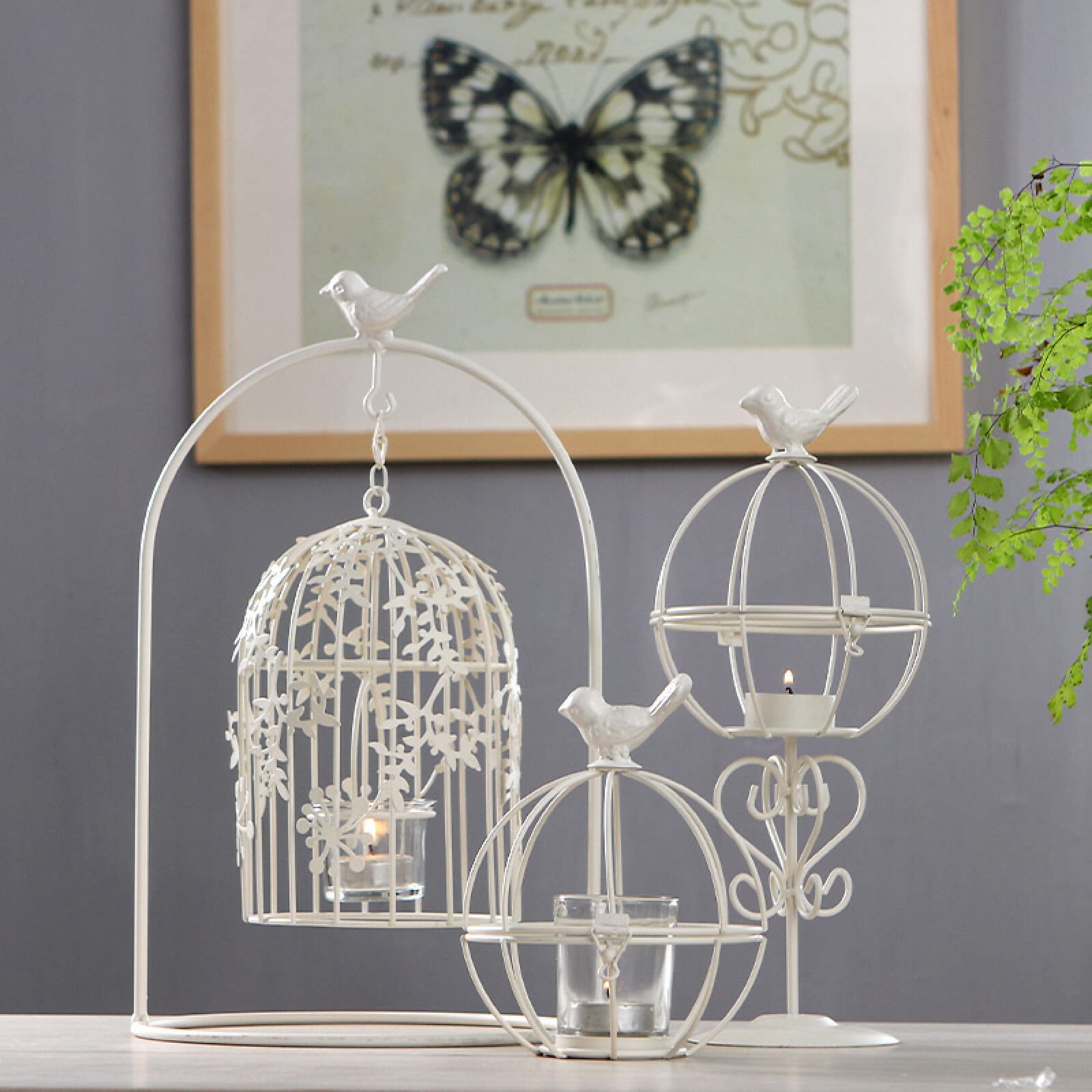 Jaula para pájaros, candelabro, portavelas de Hierro Forjado, Jaula para pájaros, decoración Retro para Bodas, Accesorios creativos, Taza Artesanal