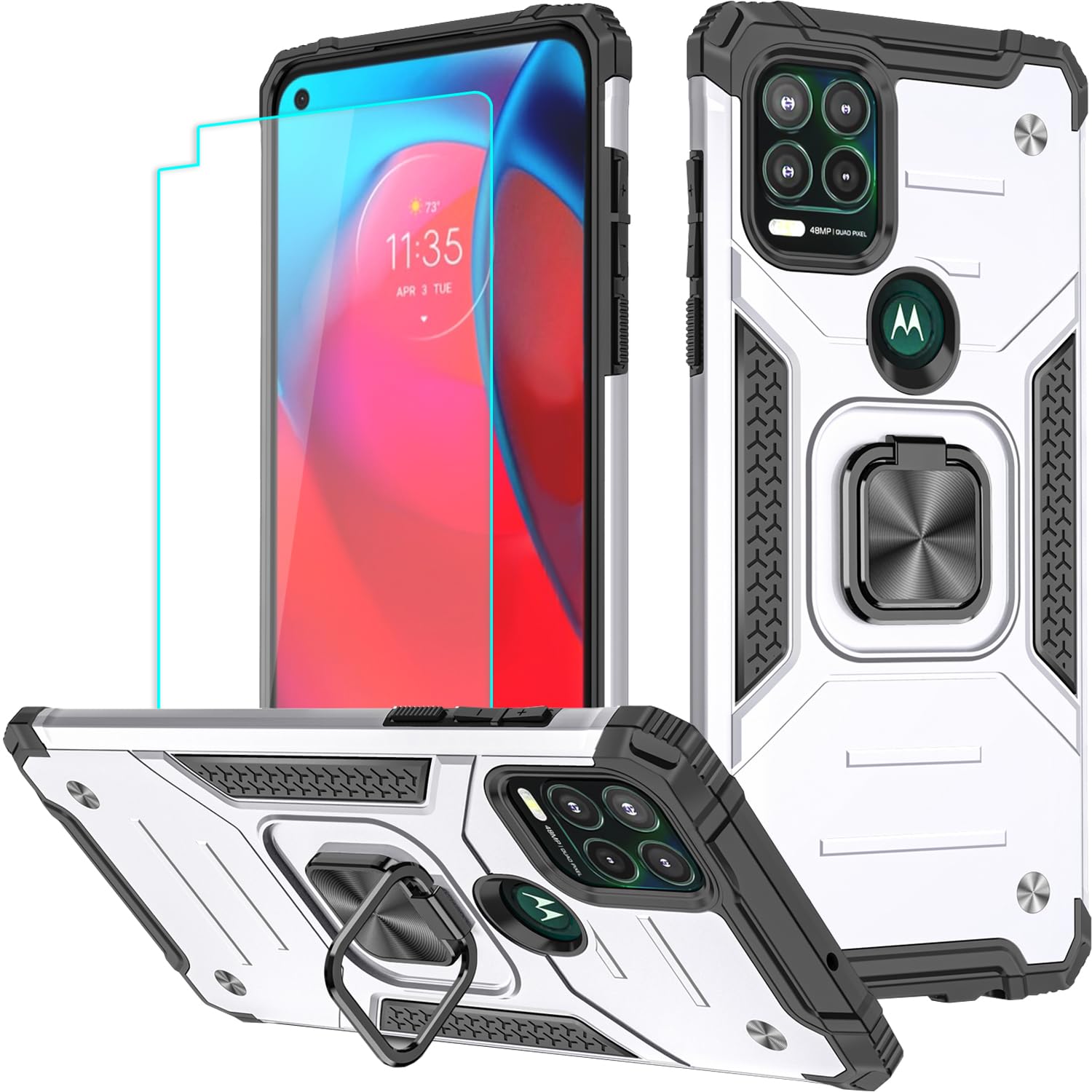 for Moto G Stylus 5G Case:Screen Protector Military Grade 360° Rotatable Kickstand Shockproof Protective Cases for - Moto ...