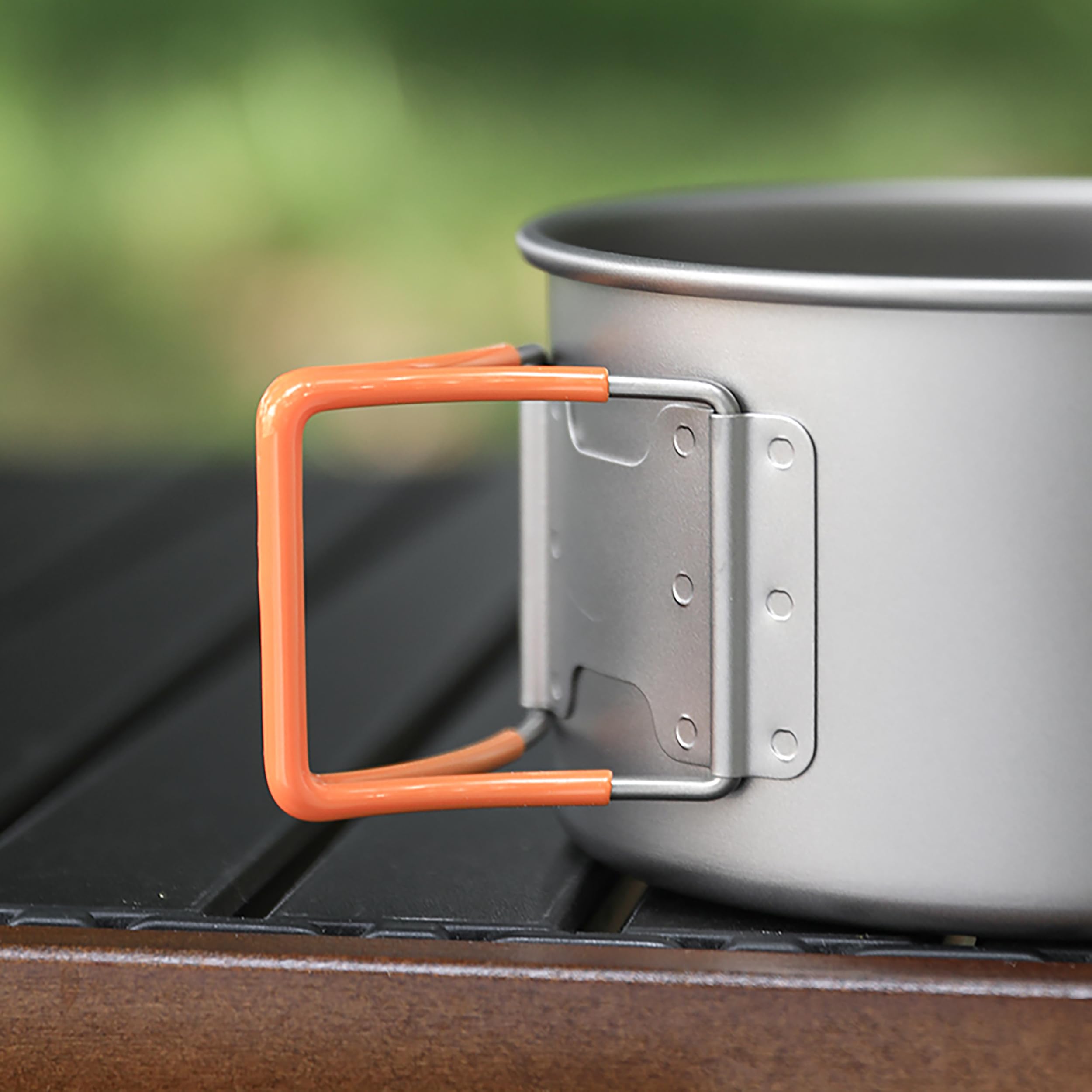 Tazón de titanio con mango plegable, cuenco de titanio de una sola pared con mango plegable para acampar al aire libre, senderismo, picnic (Ta8216M-GJ+M110+8001P)
