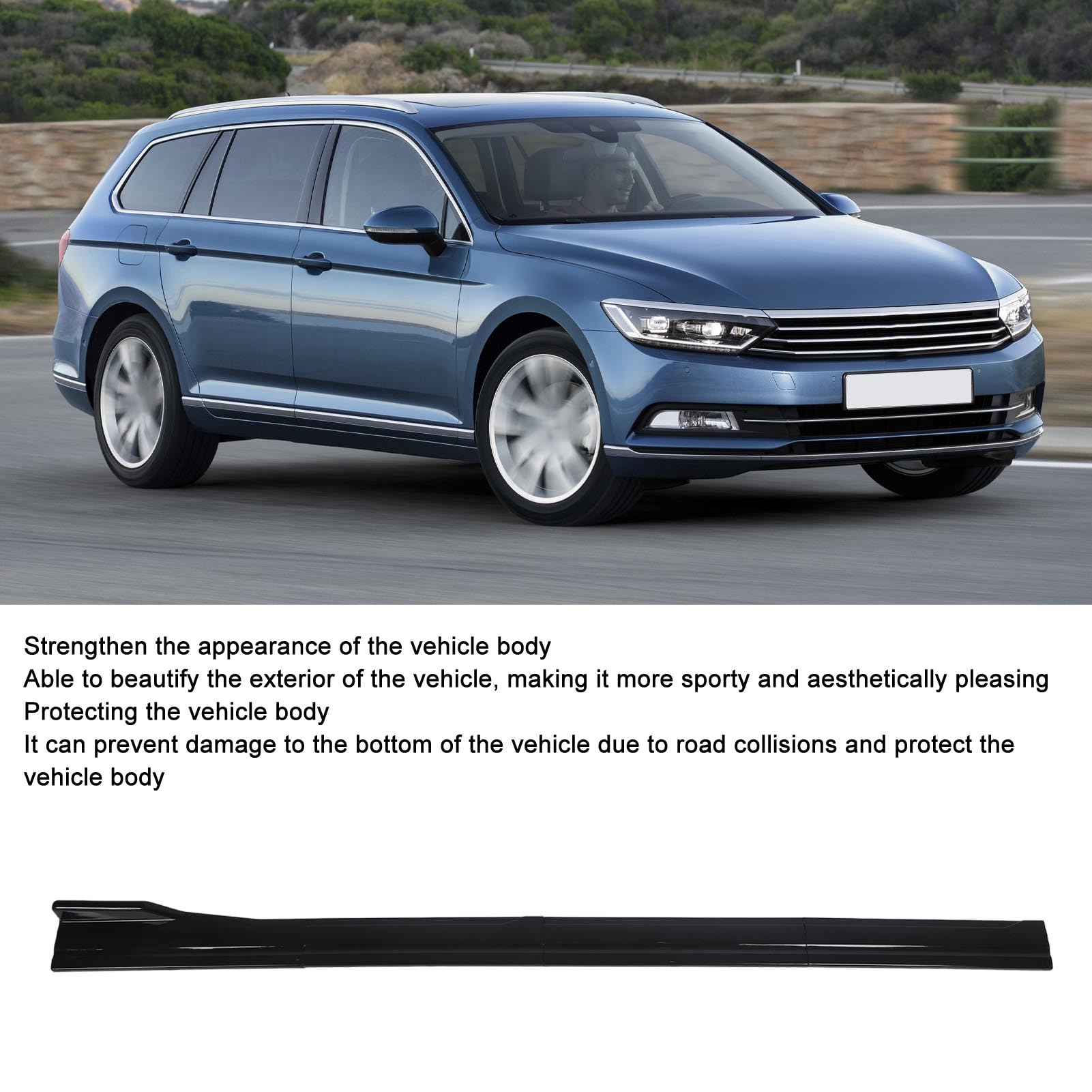 78.7in Gloss Black Side Skirt Extension Rocker Panel Spoiler Lip Splitter per Universal Car, Riduce la Resistenza All'aria, Migliora L'aspetto