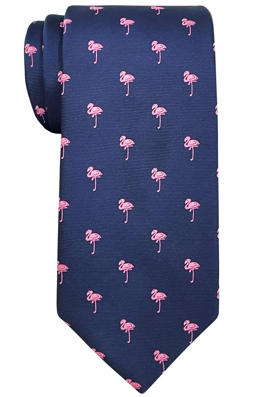 Retreez Animal Pattern Ties | Neckties for Men | Microfiber 3.15" Men's Tie, Flamingo - Navy Blue, One size