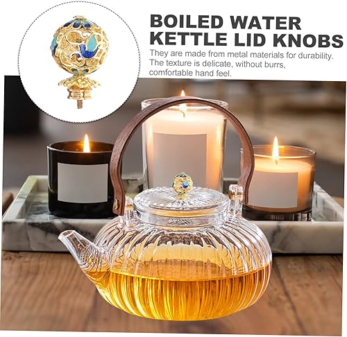 Miniatura 4 de KONTONTY Accesorios de plancha Tetera Botón Metal Corte Estilo Tetera Suministros Utensilios de cocina de cerámica