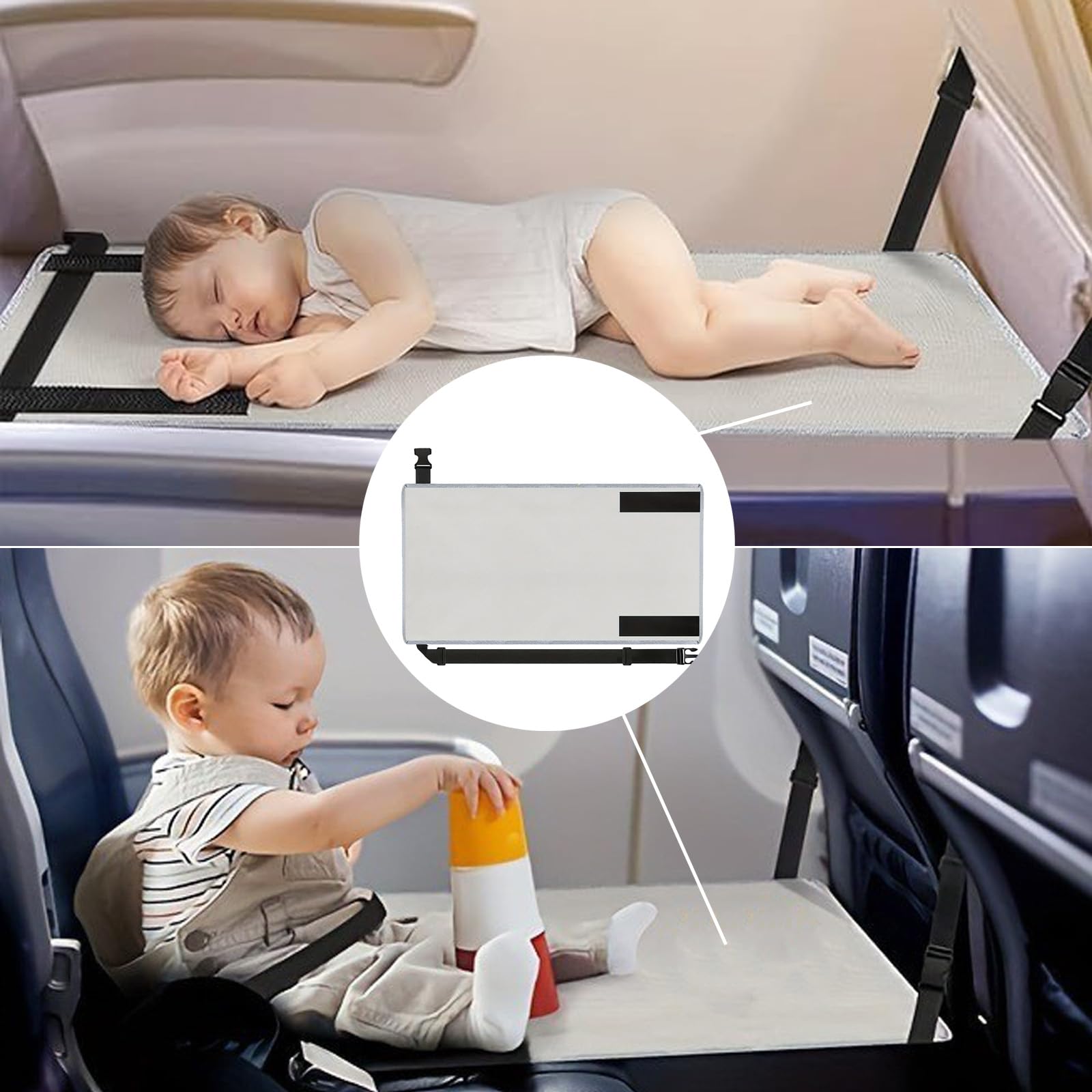 Reposapiés De Avión, Avión De Cama De Viaje Para Niños Pequeños Para Niños, Portátil y Plegable,Accesorios De Viaje En Avión, Reposapiés De Avión Para Niños, Extensores De Asientos Para Aviones