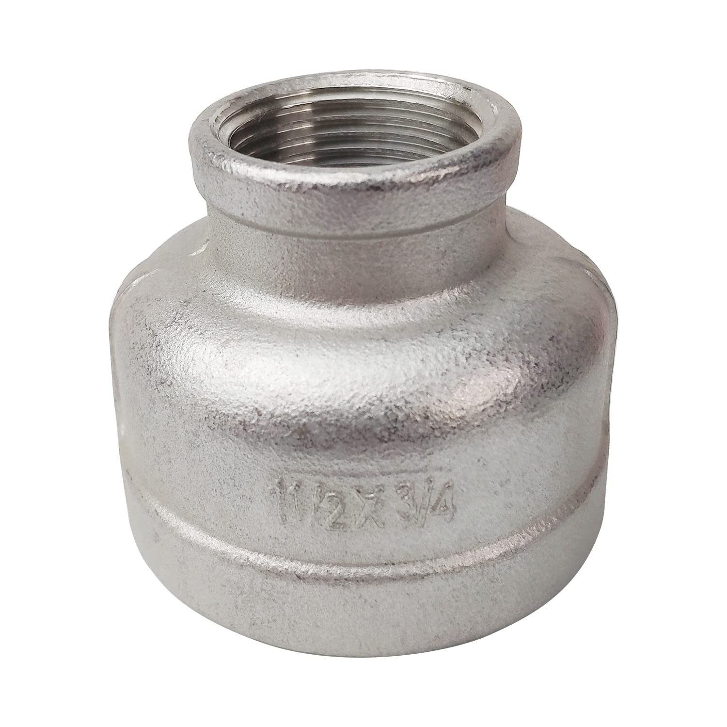 Female Reducer Reducing Coupling,Stainless Steel 304 NPT Female Threaded Cast Pipe Fitting,Nipple (1-1/2" x 3/4")