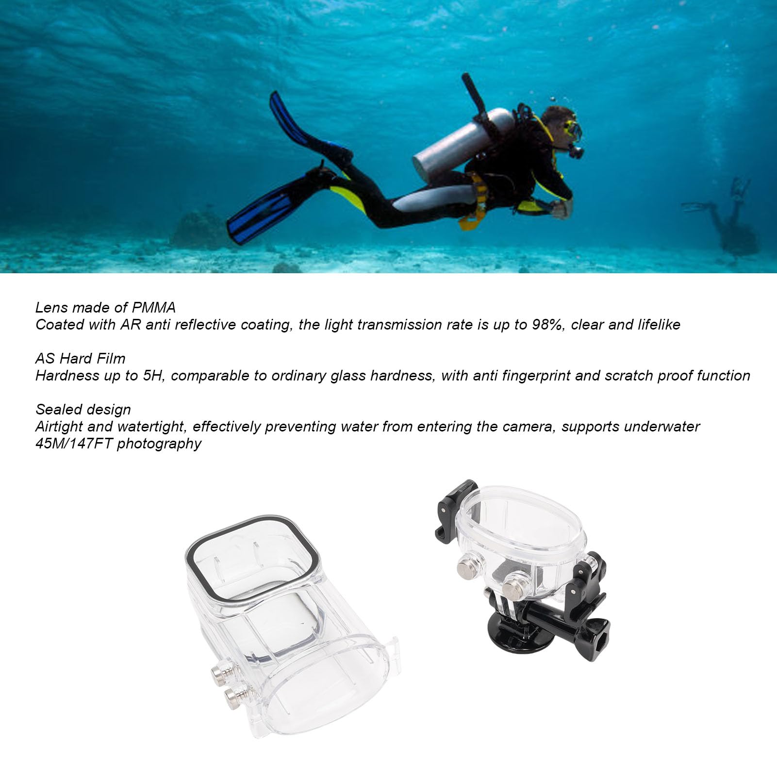 Custodia da Immersione Invisibile per gli Accessori per Copertina di Protezione della Telecamera per Alloggiamento per Alloggiamento Subacqueo X3, 147ft con Staffa