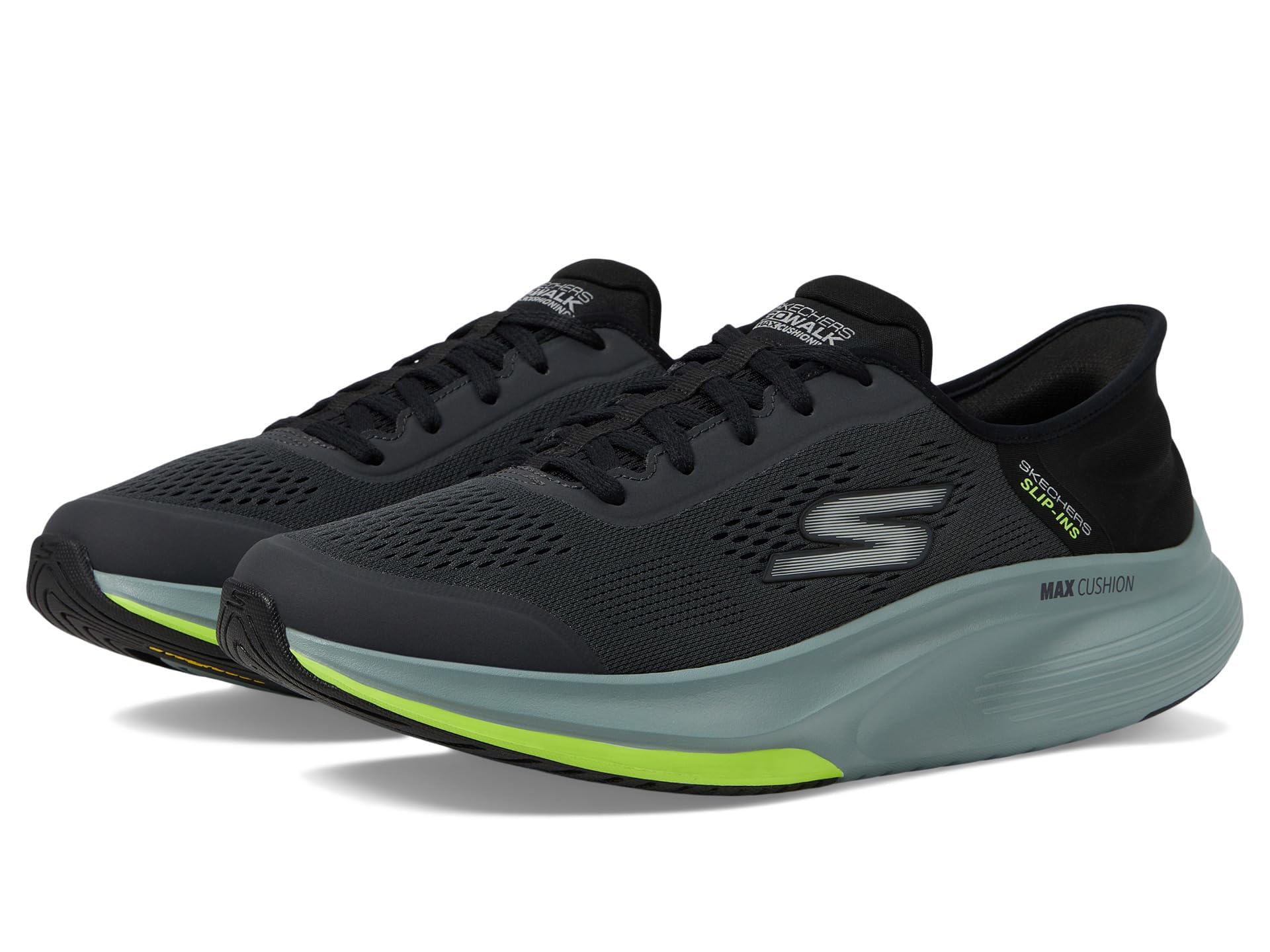 Skechers Men's Go Walk Max Walker Next Generation Slip-in Trainers, Charcoal and Black Textile Synthetic, 7.5 UK