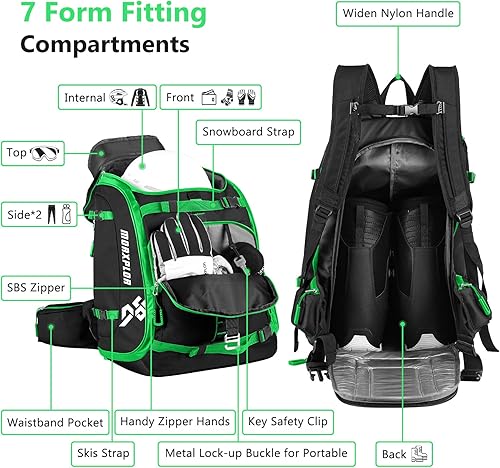 Miniatura 4 de Mochila para botas de esquí, bolsa acolchada de 60 litros y bolsa para botas de snowboard, bolsa de viaje de esquí impermeable de gran capacidad y