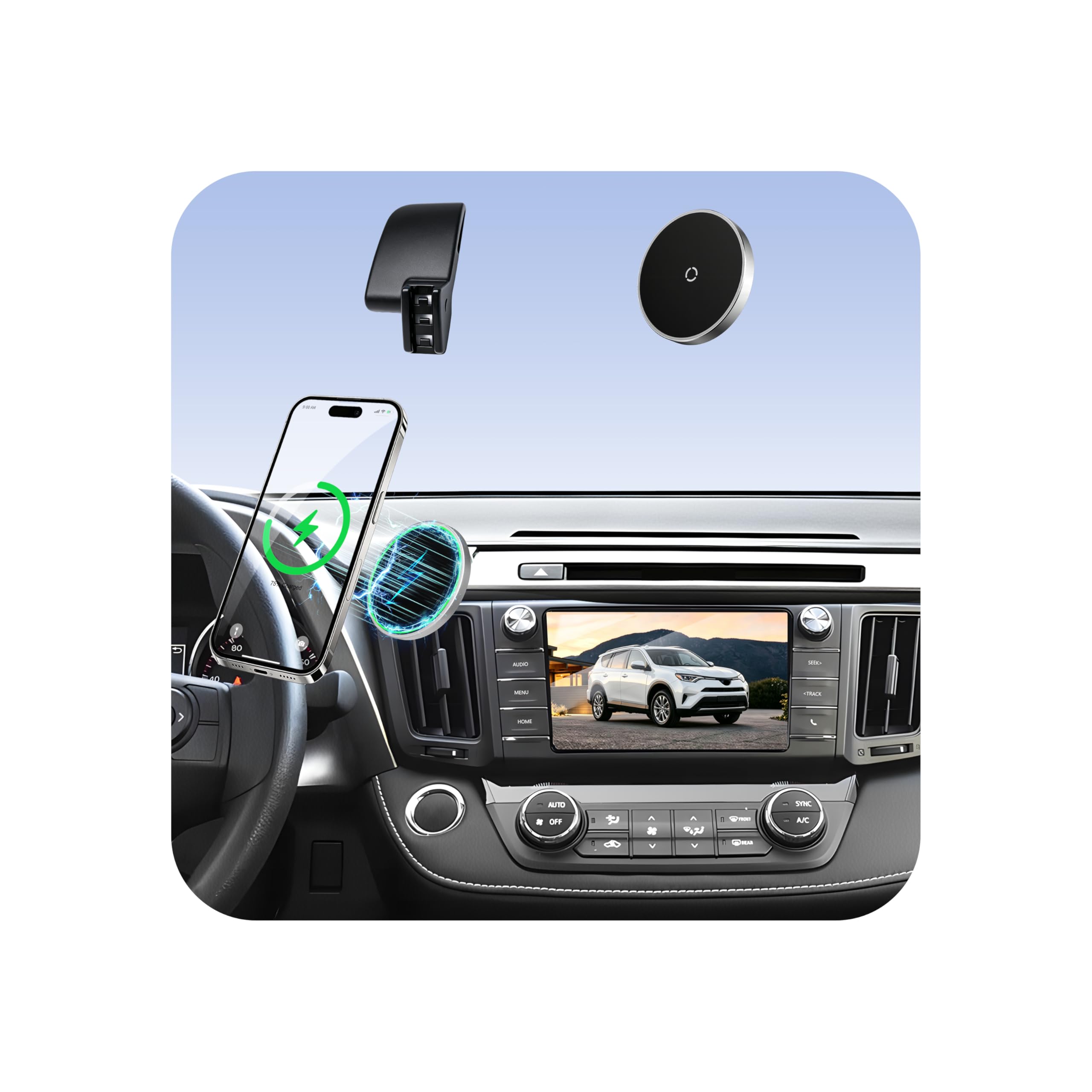 Phone Mount for Toyota RAV4 (2013-2018),15W Wireless Car Charger,Magnetic Phone Holder,Dashboard Hands Free Mobile Holder,360° Adjustable,2014 2015 2016 2017 RAV-4 Interior Accessories,New Car Gifts