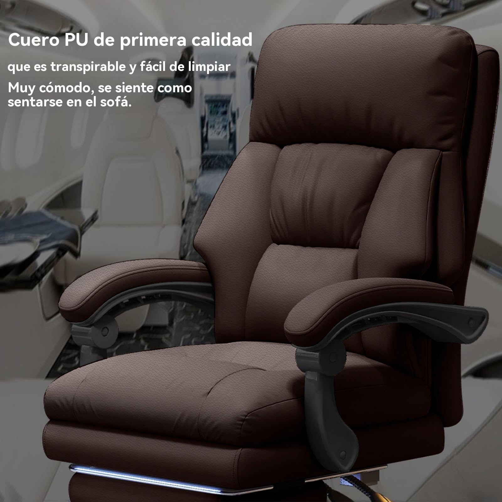Silla de Oficina con Reposapiernas Sillas Ejecutivas con Ruedas Sillas Gaming con Respaldo Alto Silla de Trabajo Ergonómica Reclinable Y Ajustable para Oficina en Casa