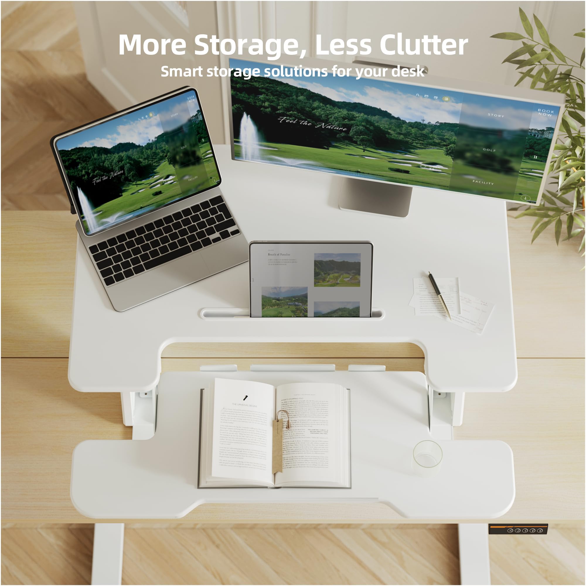 Claiks Standing Desk Converter 32 inch Height Adjustable Sit Stand Up Desk Riser Quick Sit to Stand Tabletop — view 9