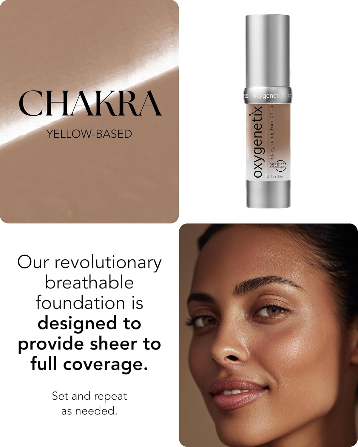 Oxygenetix Oxygenating Foundation – Chakra | Breathable Makeup for Face | Buildable Coverage with Weightless Feel | Longwear Foundation for Women | Safe for Sensitive or Laser-Trea...