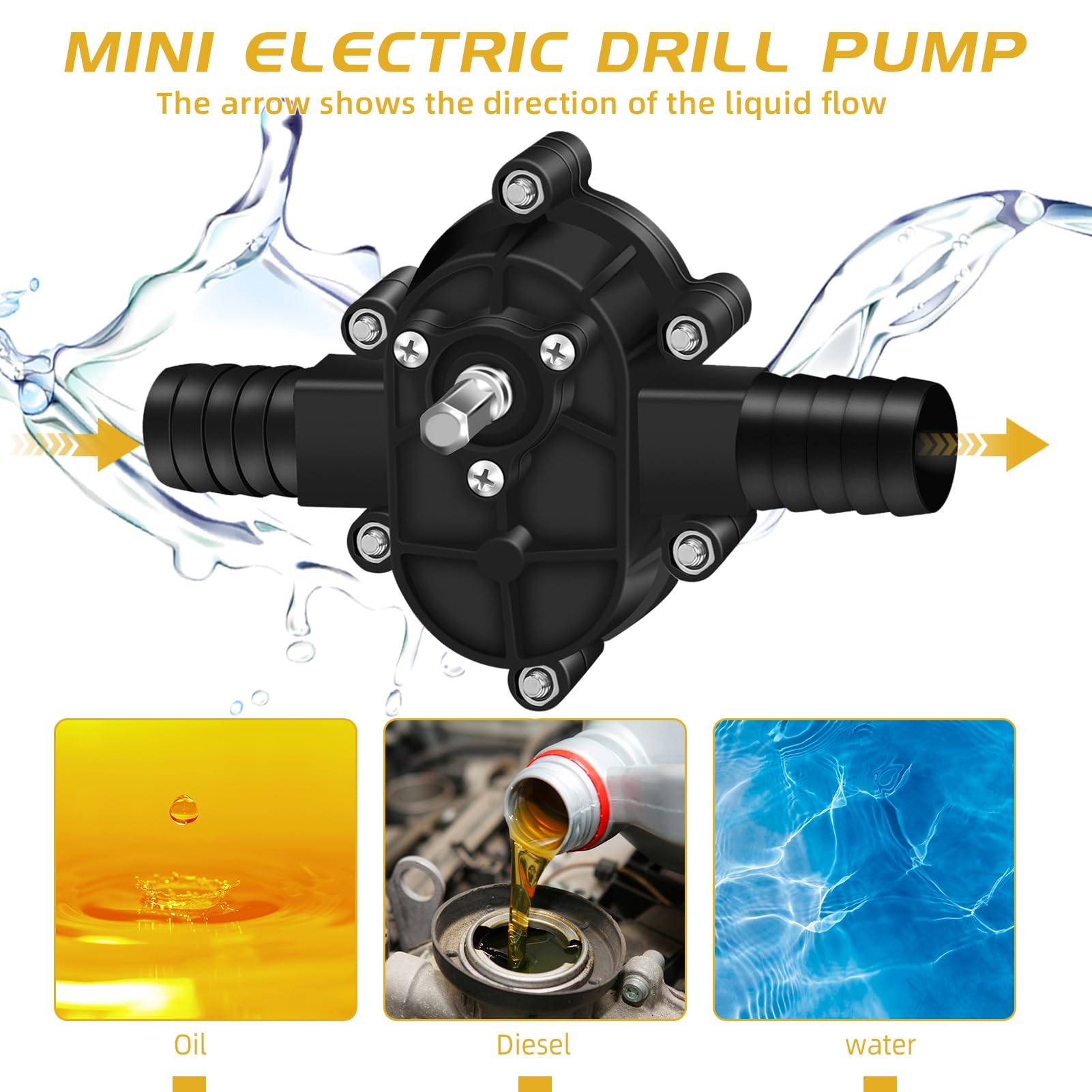 Mini pompa per trapano elettrico portatile Pompa per acqua alimentata a mano Pompa per acqua manuale,Pompe di trasferimento autoadescanti a mano per olio fluido diesel