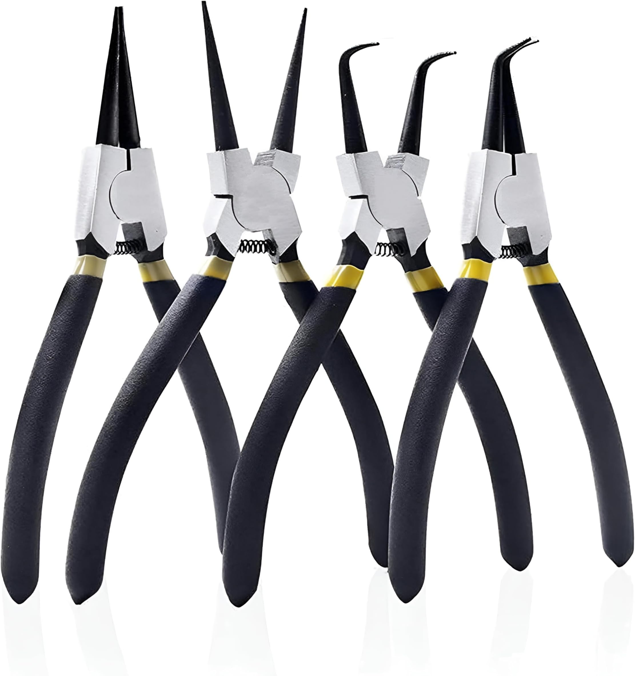 Circlip Plier 7" Set of 4 Pcs, Internal Bent Nose Circlip Plier, Interrnal Straight Nose Circlip Plier, External Bent Nose Circlip Plier
