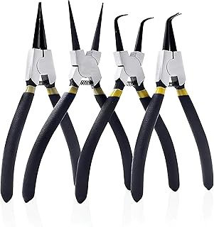 GIZMO Circlip Plier 7" Set of 4 Pcs, Internal Bent Nose Circlip Plier, Interrnal Straight Nose Circlip Plier, External Bent Nose Circlip Plier