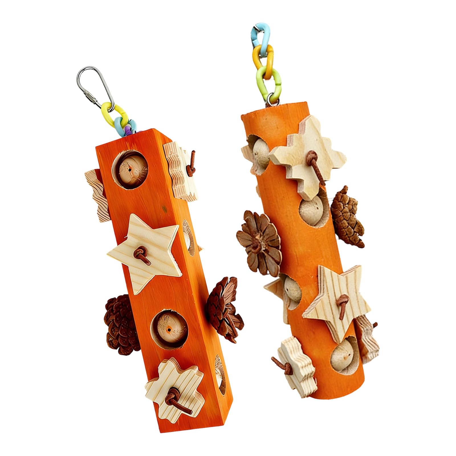 NEWFT Pinecone Chew Toy For Parrots Safe Wood Beak Trimming And Entertainment Puzzle Block Foraging Toy for Beak Grinding