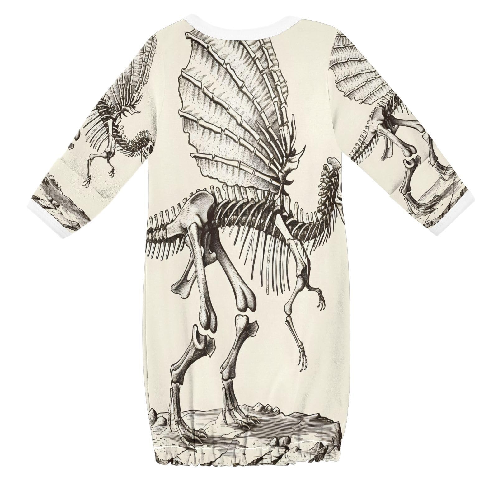 senya Nightdress Sleeper Gown Long Sleeve Nightgown Pajamas Spinosaurus Skeleton Fossil for 3-12 Months Multi