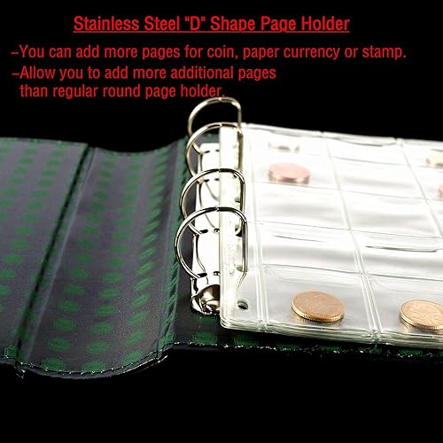 Miniatura 3 de Ettonsun Álbum profesional de colección de monedas de 250 bolsillos, 1.8 x 1.6 pulgadas, soporte para coleccionar monedas, suministros de libros,