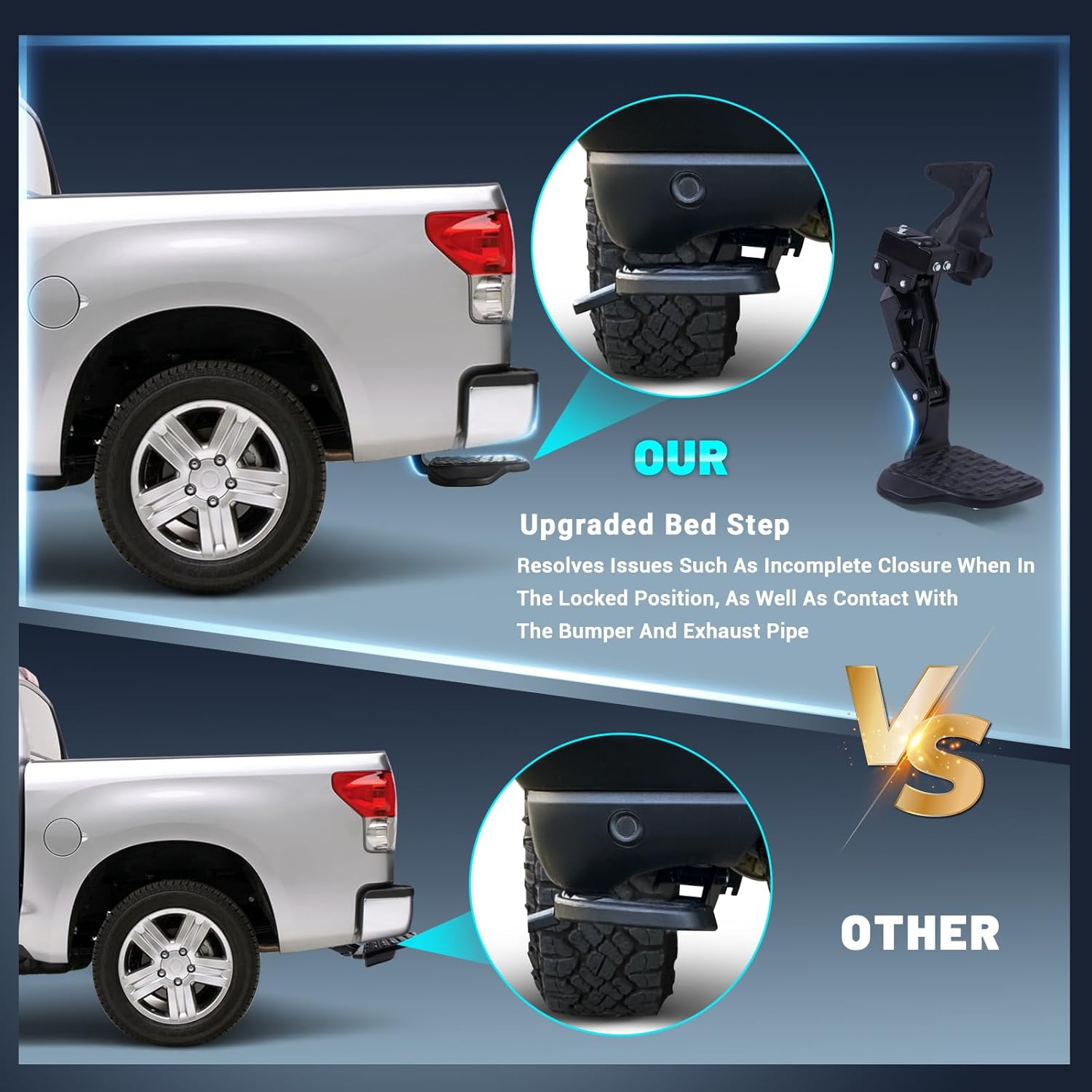 Upgraded Rear Bed Step Compatible with RAM 1500 2024 2025 2026 Retractable Bumper Tailgate Step Replace 82216597AC (NOT for RHO or TRX Models)