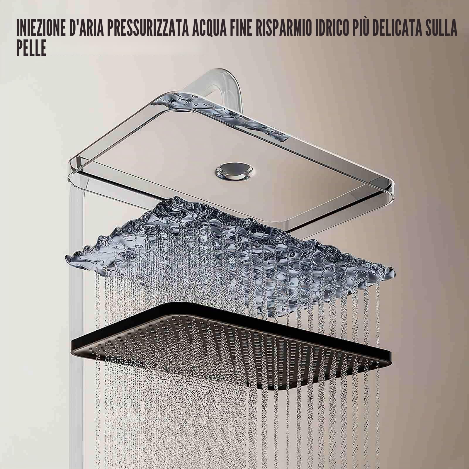 LED Display Digitale Colonna Doccia Termostatica, 80-120 cm Barra Doccia Altezza Regolabile, Colonna Doccia Con Testa Doccia 20 x 30 cm, 3 Miscelatore Doccia Con Piano (B)