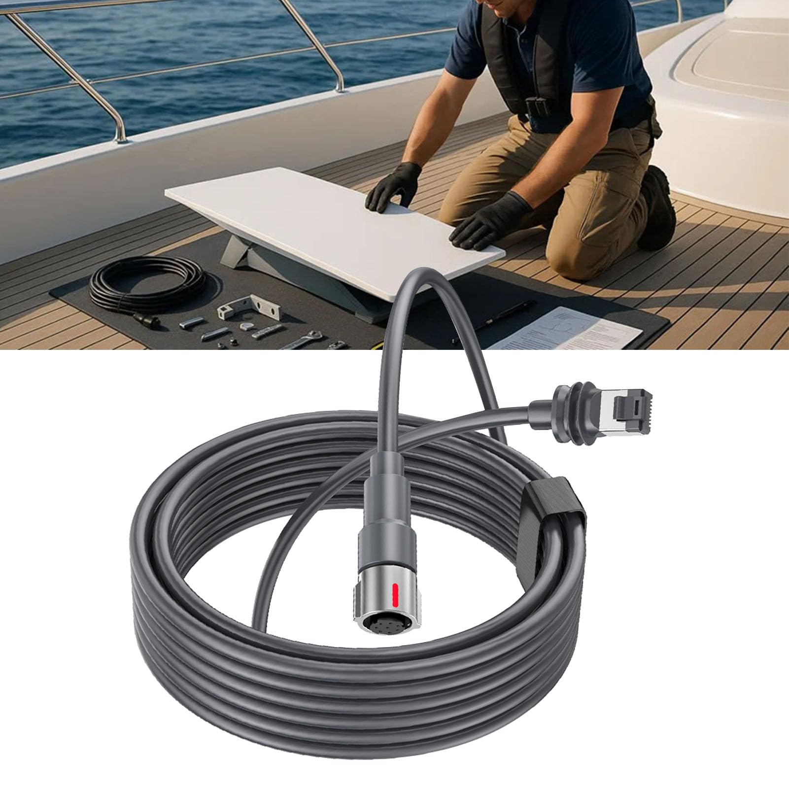 Cavo Adatto per Prestazioni di Terza Generazione, Cavo di Prolunga Sostitutivo per Antenna Parabolica da 10 Piedi 23 AWG, Rame in Gomma Resistente all'acqua IP68, Segnale Stabile,