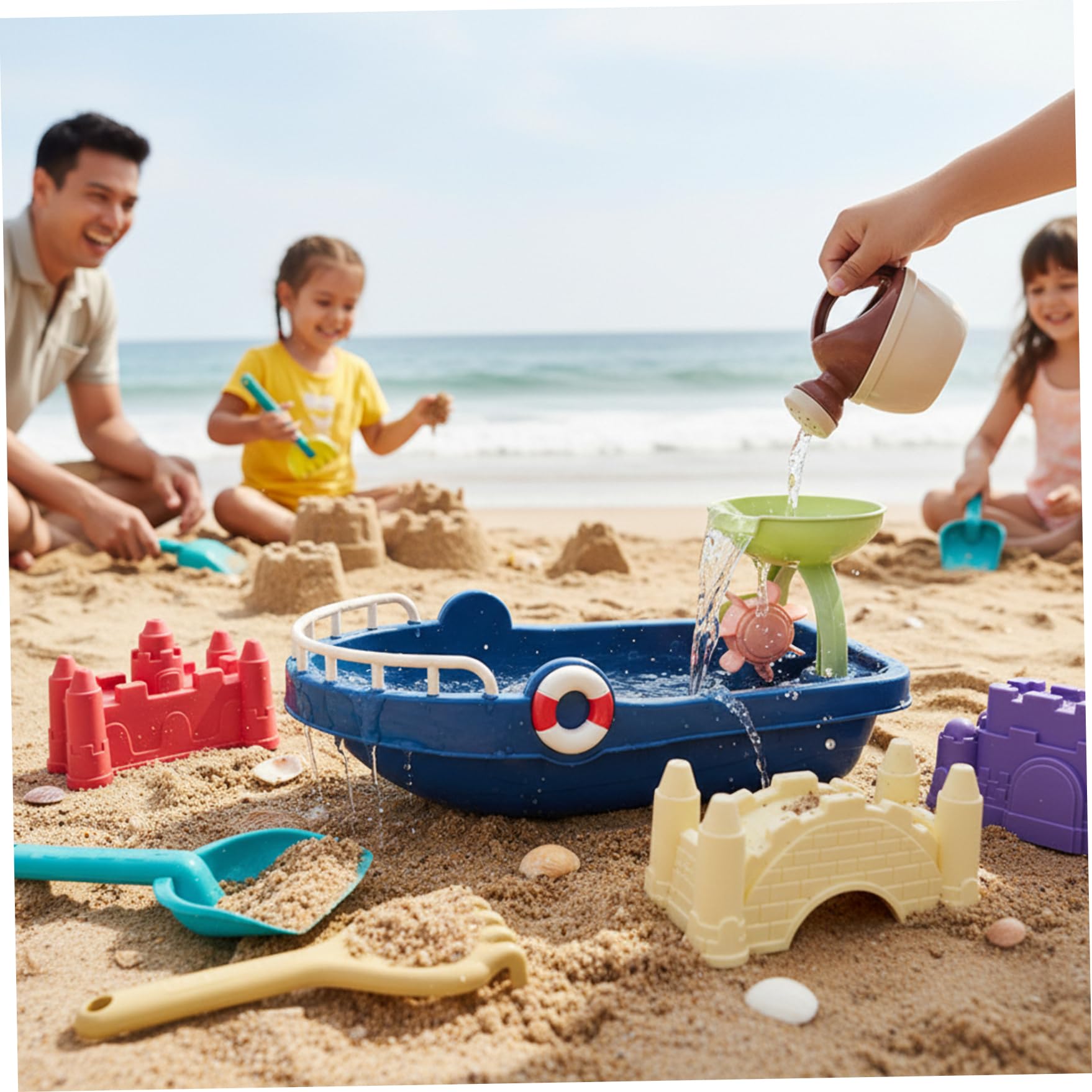 Giochi con sabbiera, Giochi con Sabbia da Spiaggia - Castello di Sabbia con Pala e Set di rastrello per Bambini e Adulti, Set da Gioco per Spiaggia, sabbiera, Neve