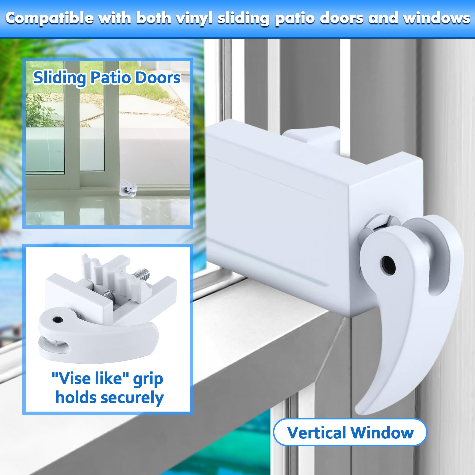 Lot de 5 verrous de fenêtre, design durable moulé sous pression, compatible avec les fenêtres horizontales et verticales, convient aux rails de 0,16 cm jusqu'à 3,38 cm de large, installation facile