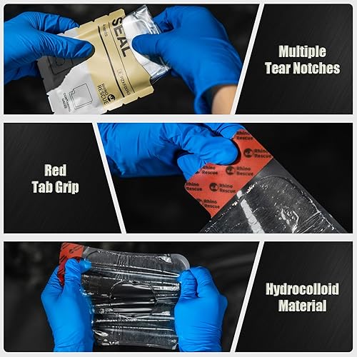 Miniatura 3 de RHINO RESCUE Sello de pecho ventilado, 4 rejillas de ventilación, apósito estéril de emergencia para trauma, almohadilla adhesiva oclusiva,