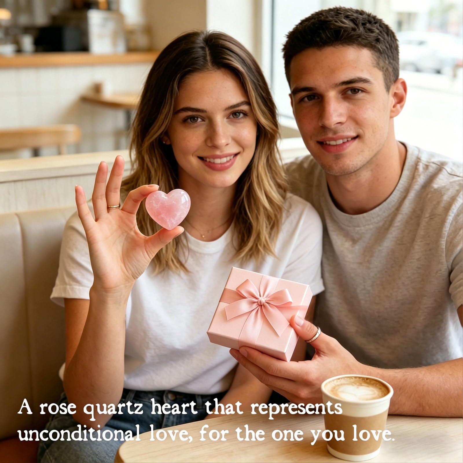 Gift for Girlfriend – My Rock Rose Quartz Heart Pocket Hug, Natural Crystal Love Stone Keepsake with Message Card & Gift Box, Love Gift from Boyfriend