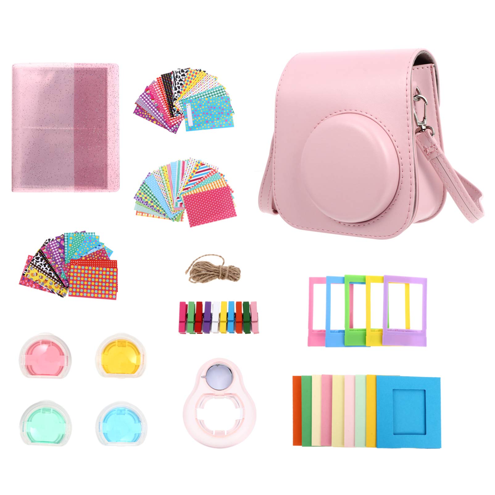 PartyKindom Portable Camera Bag Stickers Pratical Filter Frames Compatible with Instant Mini 11 (Pink)