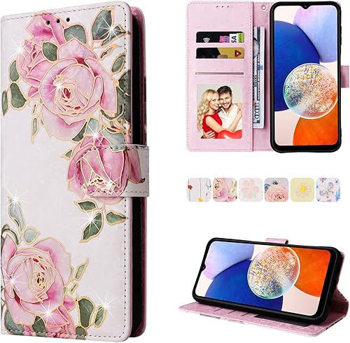 Miniatura 18 de UEEBAI Funda tipo billetera para Samsung Galaxy A16 4G/5G, cubierta de cuero PU con soporte, bloqueo RFID, funda flip con ranuras para tarjetas,