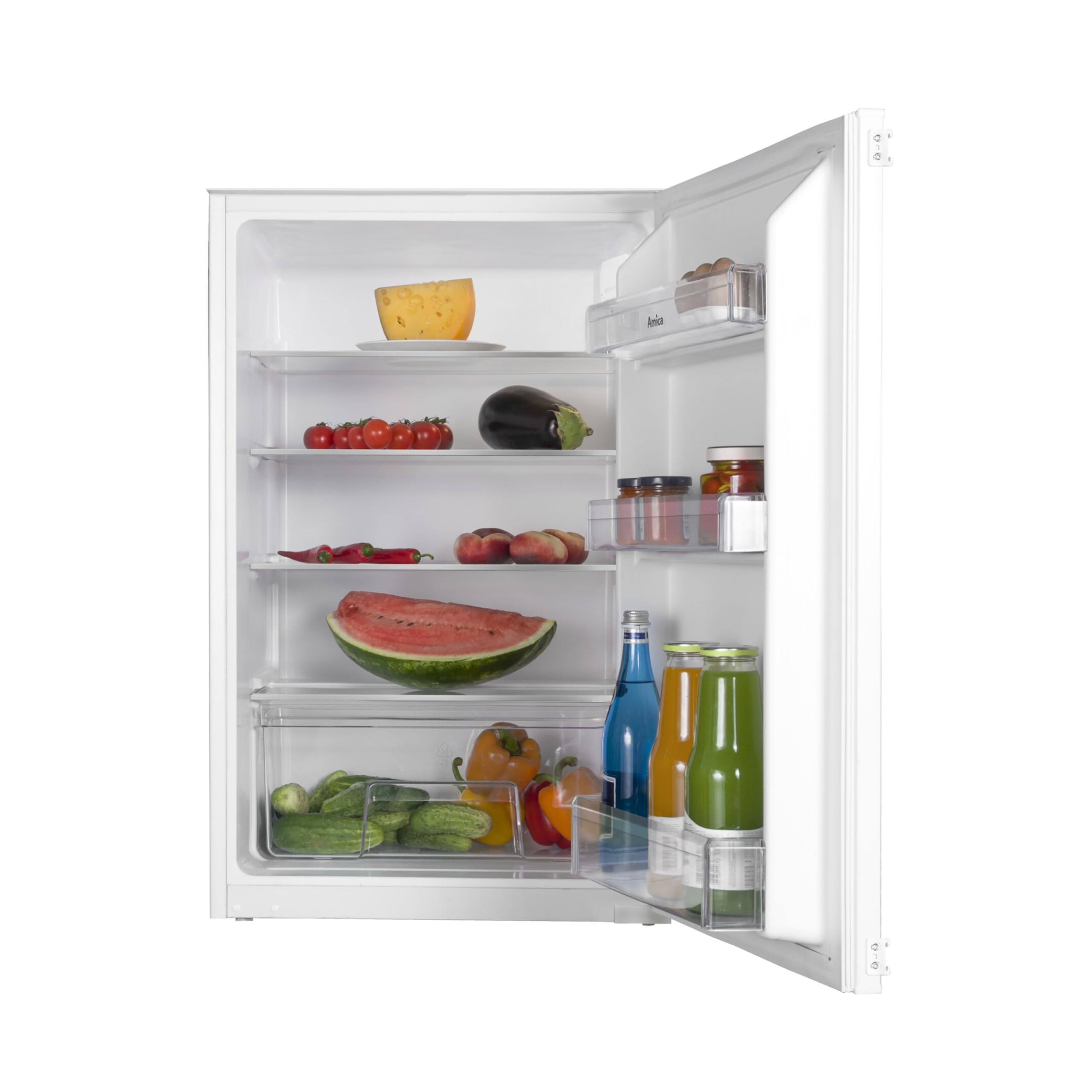 Amica EVKS 16172-1 Einbaukühlschrank 88 cm Nische Schlepptür Inverter Kompressor 135 L LED Beleuchtung Tür-Offen-Alarm