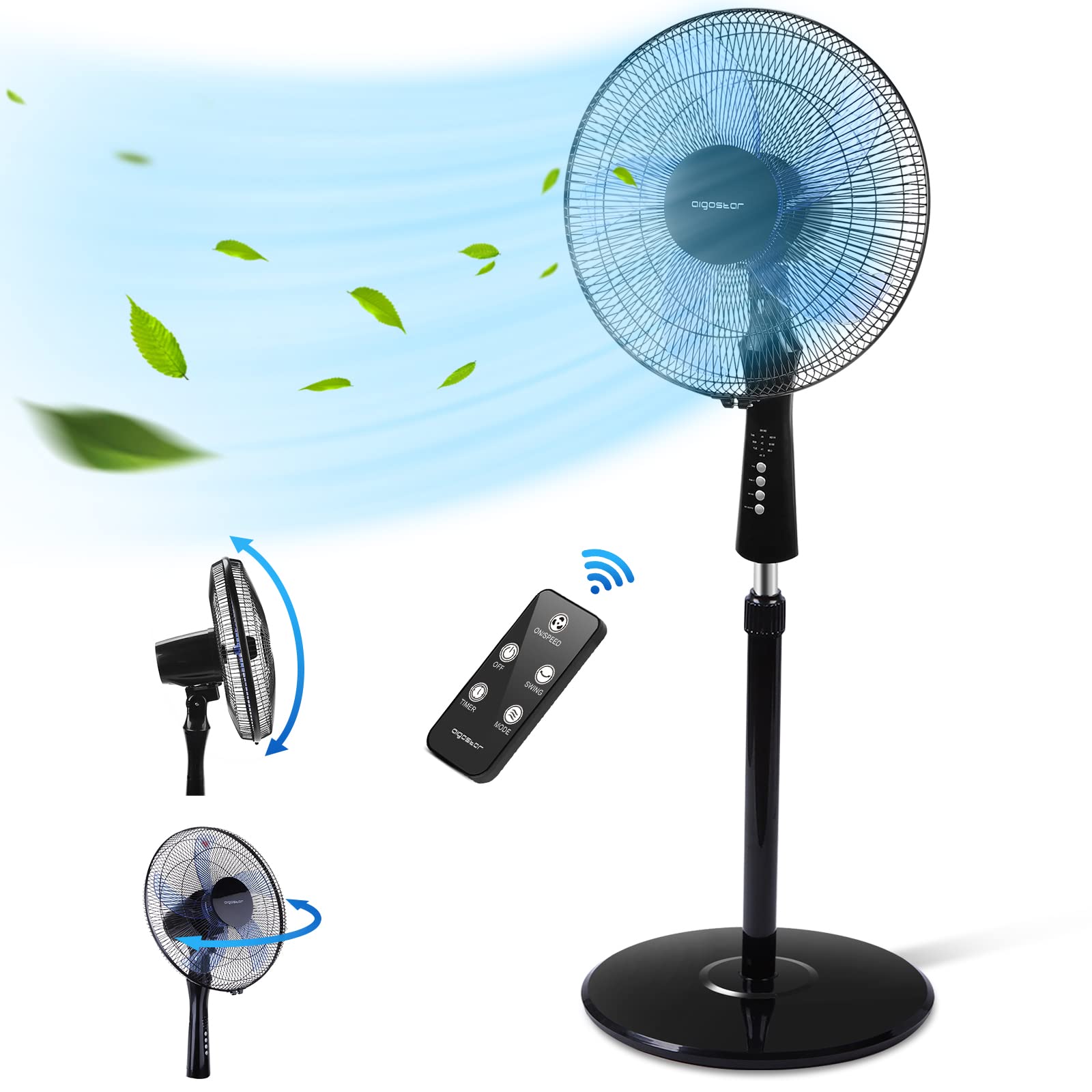 Buy Aigostar 16“ Standing Fan, 5Blade Oscillating Pedestal Fan with