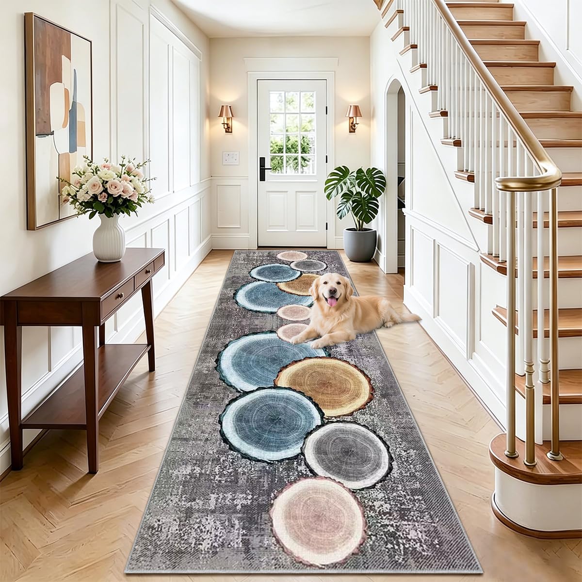 Carpet Runners for Hallway Non Slip Washable 100 x 500cm Hallway Kitchen Runner Rug for Entryway Hallway Hall Runner Low Pile Area Rug Narrow Rug Large Door Mat Indoor Ultra Thin Floor Mat Gray — image 1