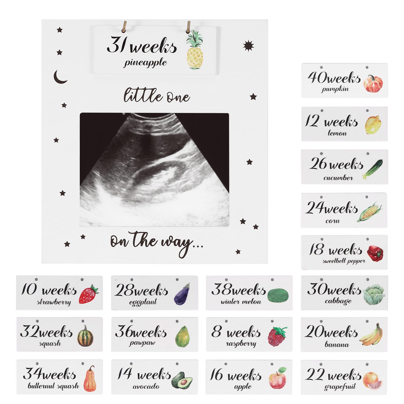 Baby First Scan Photo Frame, Countdown Weeks Baby Sonogram Picture Frame Ultrasound Picture Record Pregnancy Announcements - Image 2
