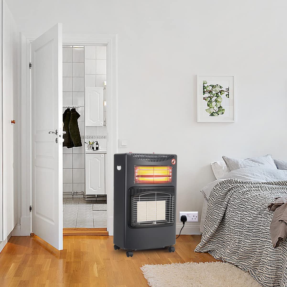 The Fellie Portable Calor Gas Heater, Room Electric Heater 2 in 1  Adjustable 4.2KW Butane Cabinet Heater with Wheels Indoor Outdoor, Hose and  Regulator for Home Camping, 42x36x73cm, Black : Amazon.co.uk: Garden